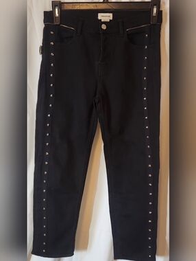 Zadig & Voltair Elios Spikes Black Womens Jeans Size 25 Studded Punk Rock Moto